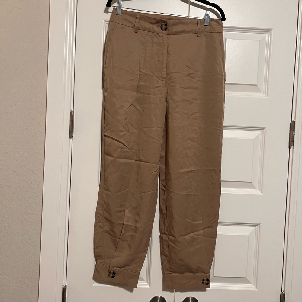 Sfera Collection Beige Trousers with Button Accent